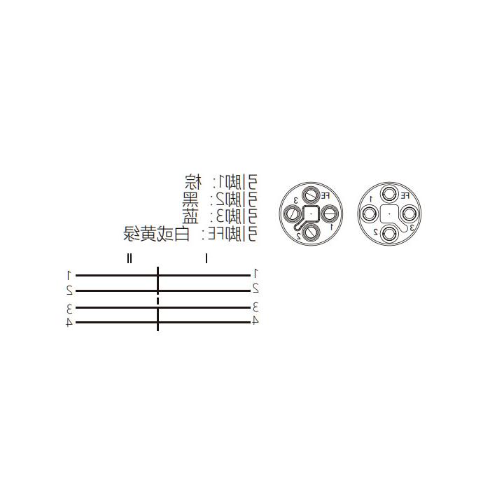 M12 4Pin T-coded, female straight turn male 90°, double end pre-cast PVC non-flexible cable, yellow sheath, 64TD23-XXX