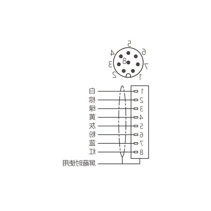 M8 8Pin, male straight, single-end precast PVC non-flexible cable, shielded, gray sheathing, 63S763-XXX